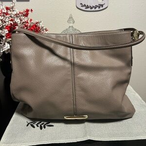 Anne Klein Kick Start Hobo Tan/Taupe Pebbled Shoulder Bag - Sleek Everyday Carry